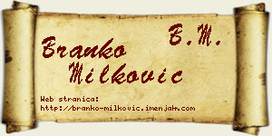 Branko Milković vizit kartica